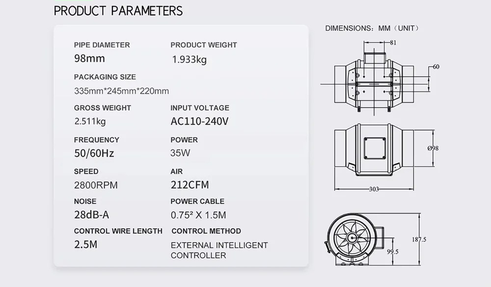 4 Inch Smart Inline Duct Fan w - Carbon Filter Inline reseña y precio