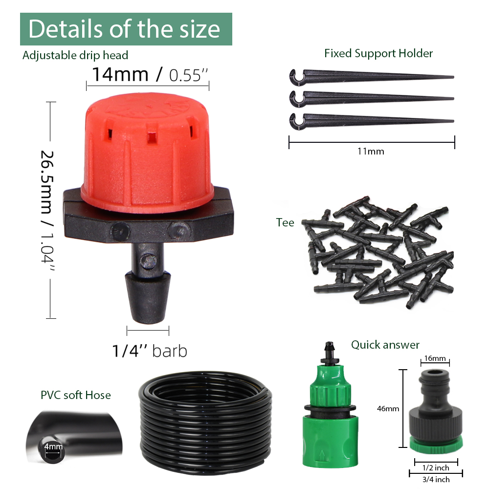 50-5M 1/4'' Hose Adjustable Dr - Urban Farming System reseña y precio