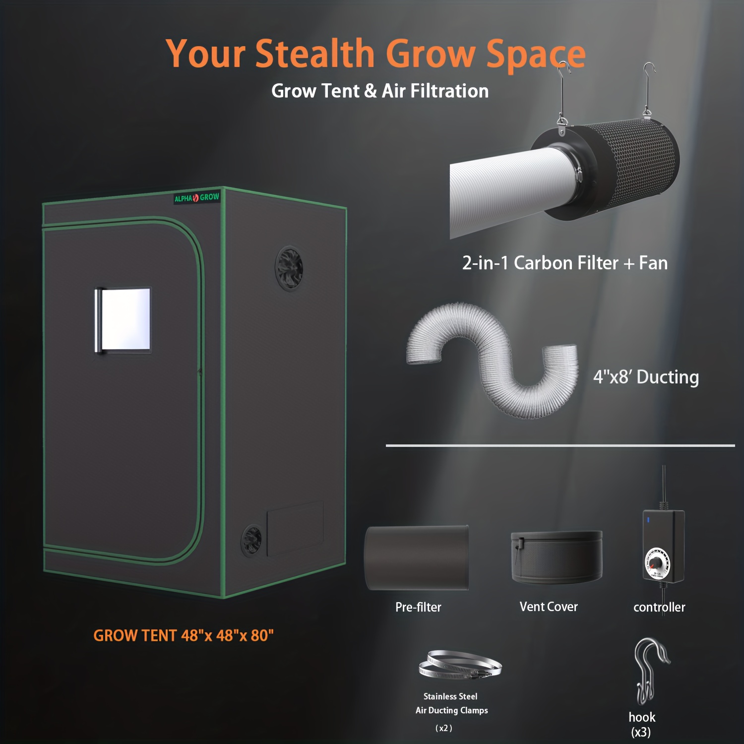 ALPHAGROW Grow Tent Kit 48